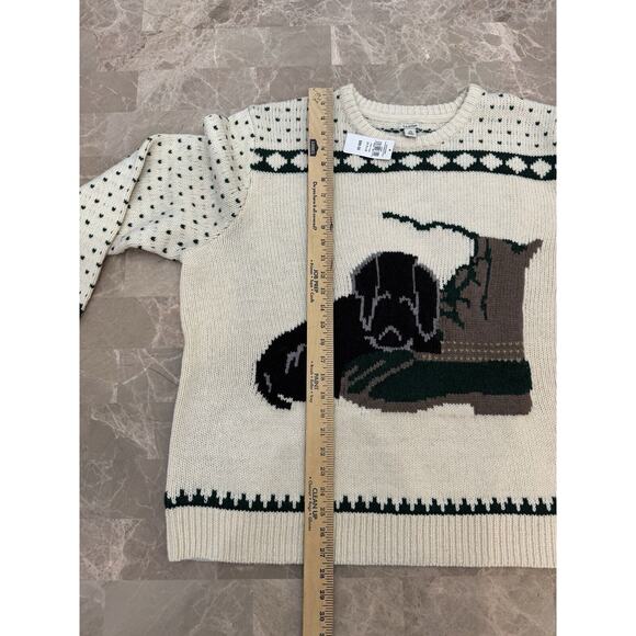 LL Bean L Classic Ragg Lambs Wool Dog Boot Knit Crewneck Cream Puppy Women 3XL - Picture 6 of 9